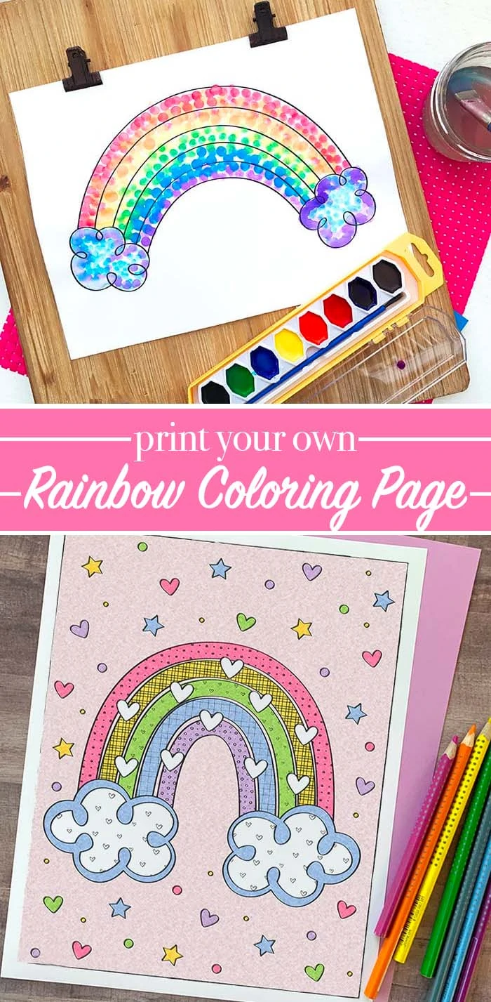 Printable rainbow coloring page by Jen Goode