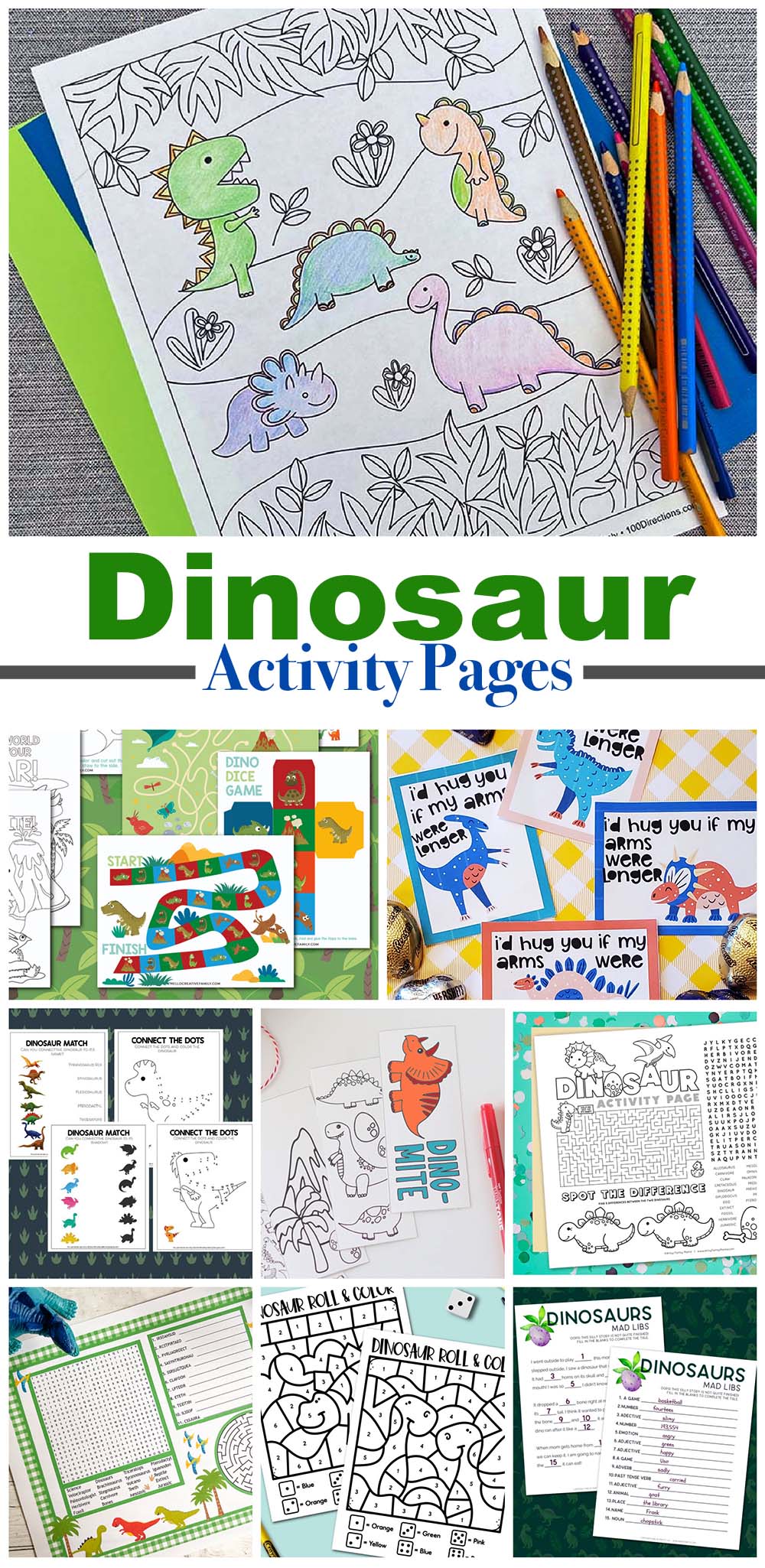 Printable dinosaur activity pages - full bundle