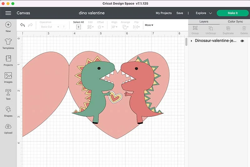 Dinosaur Valentine SVG design by Jen Goode