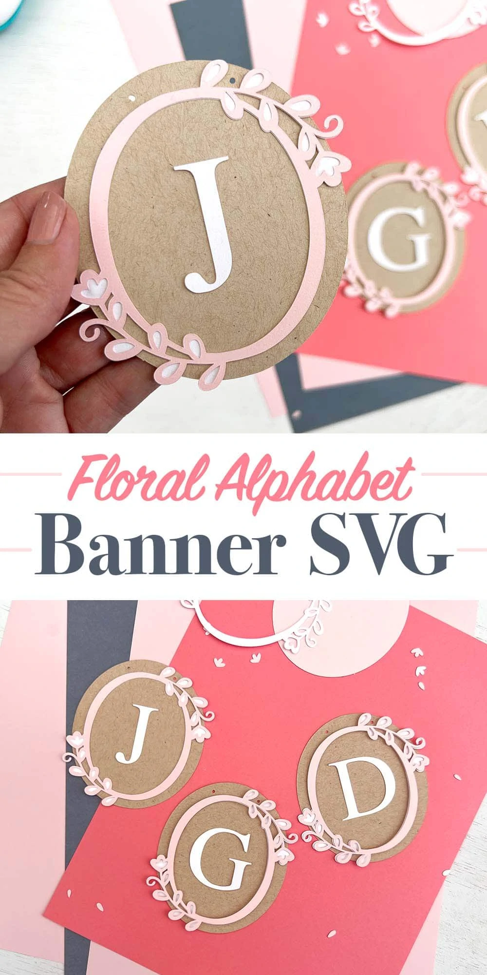 floral circle alphabet party banner by Jen Goode