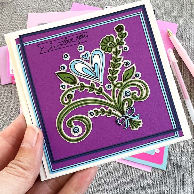 Pretty floral heart card designed by Amanda Tibbitts with Jen Goode art