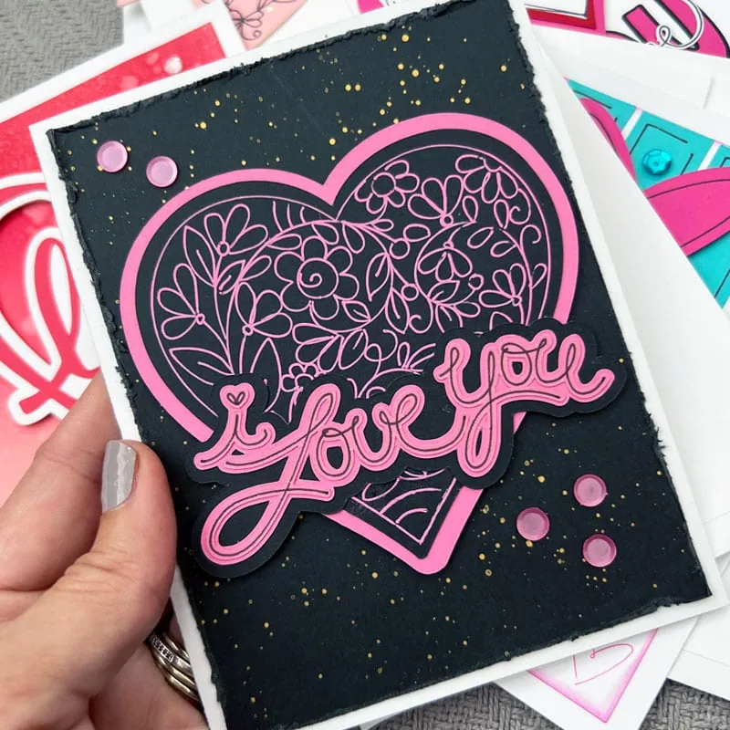 Floral line art with Love card designed by Amanda Tibbitts with Jen Goode art