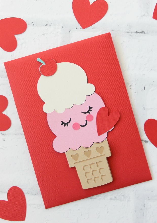 Ice cream cone Valentine card from Gingersnap Crafts