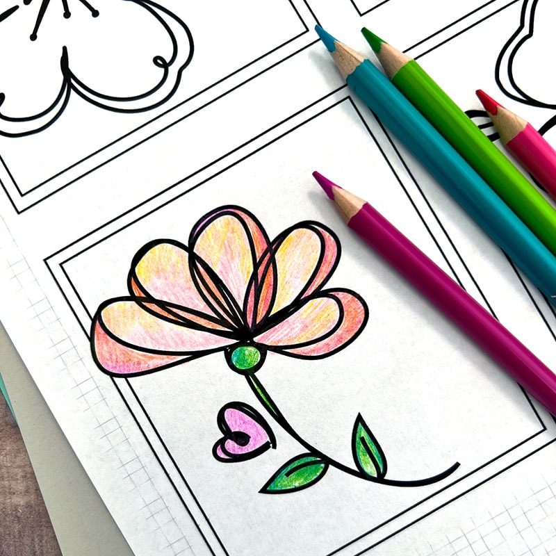 Enjoy coloring mini flower art designs by Jen Goode