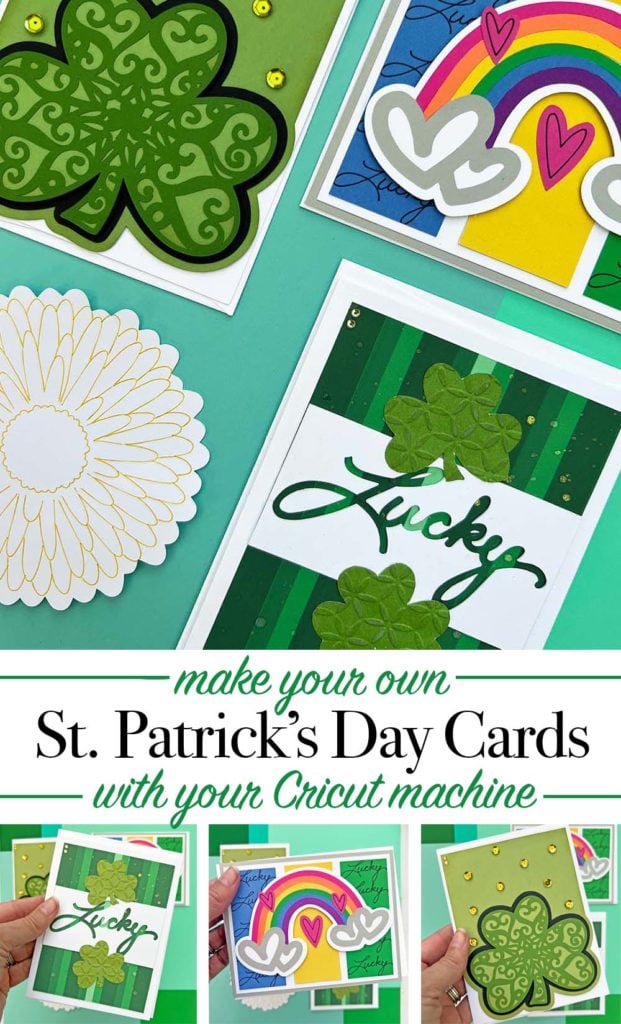 St. Patrick's Day Cards you can create with your Cricut. Images designed by Jen Goode