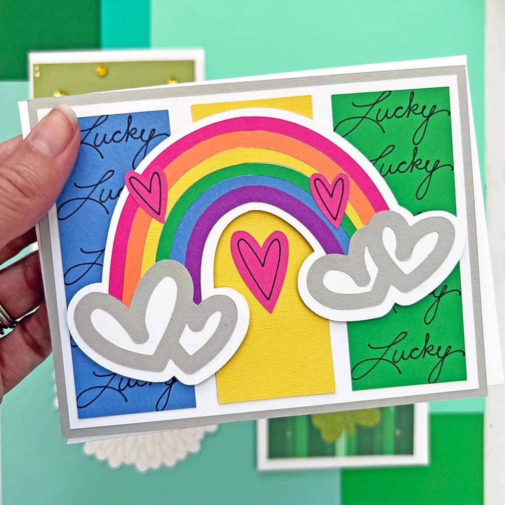 St. Patrick's Day Rainbow card to make with your Cricut