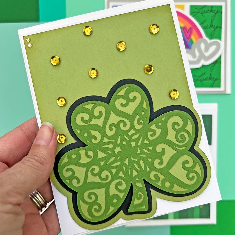 St. Patrick's Day Shamrock card to make with your Cricut