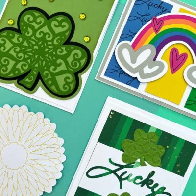 St. Patrick's Day Cards you can create with your Cricut. Images designed by Jen Goode