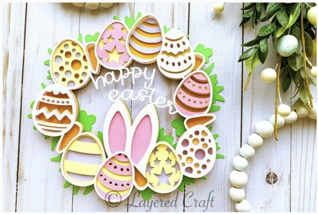 Layered Easter Wreath by Layered Craft on Design Bundles