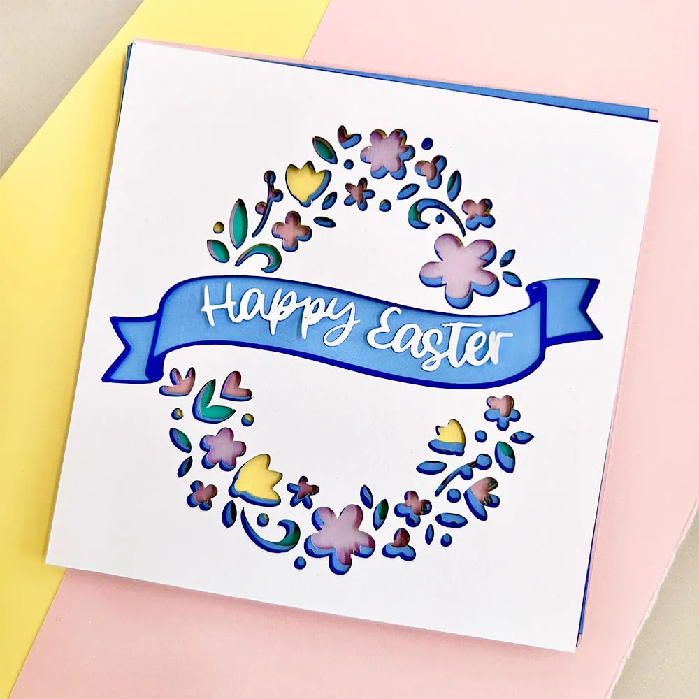 Multi-layered SVG cut file for Easter - a floral Easter card cut file designed by Jen Goode