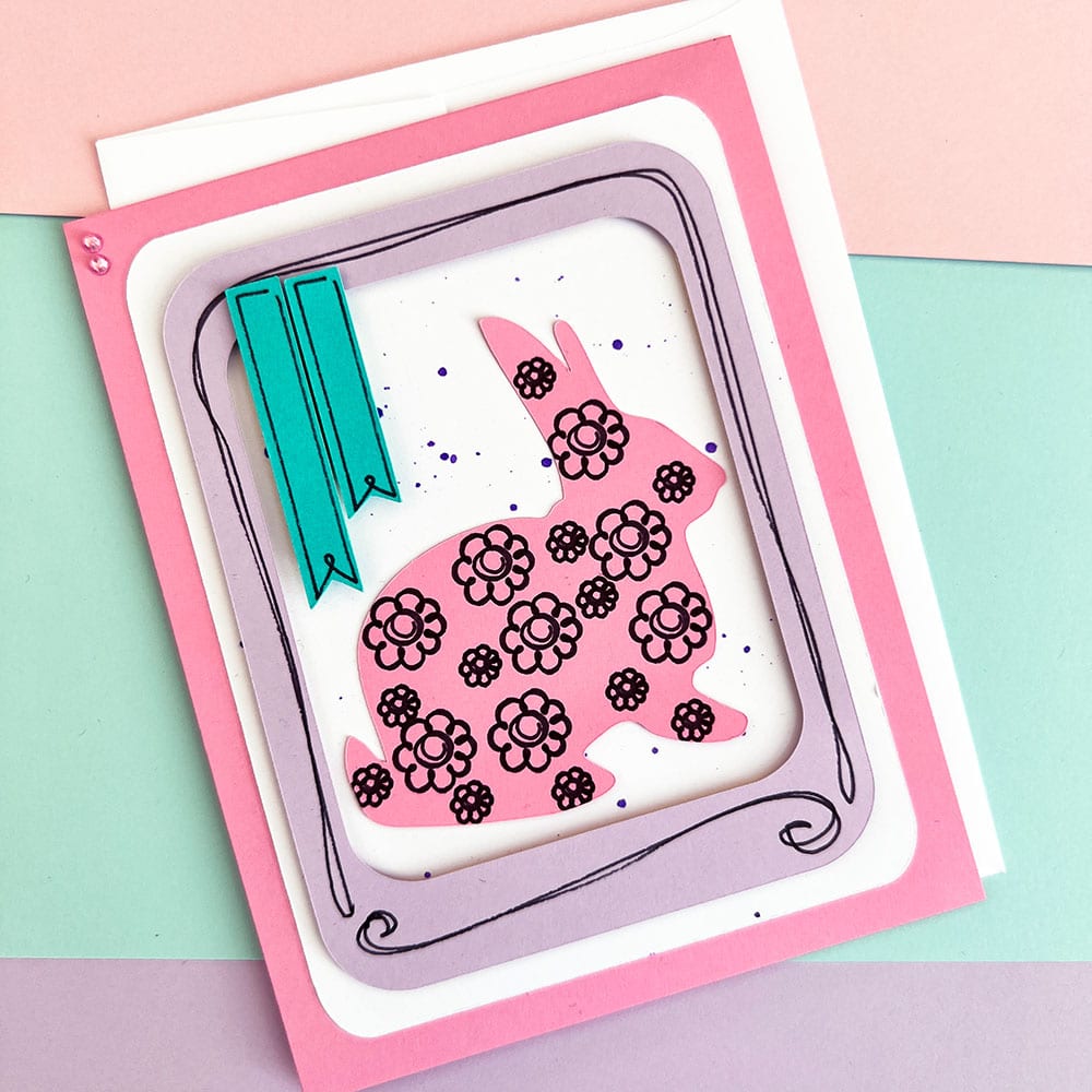 Make Easter Cards with your Cricut - cute bunny design make a cute Easter bunny card with your Cricut