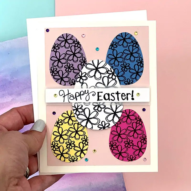 Make a pretty little floral Easter Eggs greeting card
