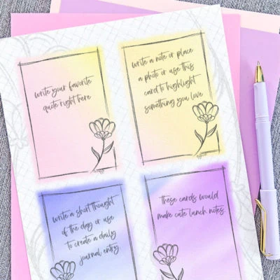 Printable planner cards featuring a flower sketch by Jen Goode