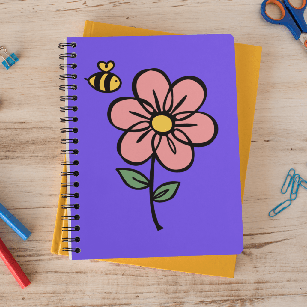 Personalize a notebook with this cute bee and flower SVG ffile by Jen Goode