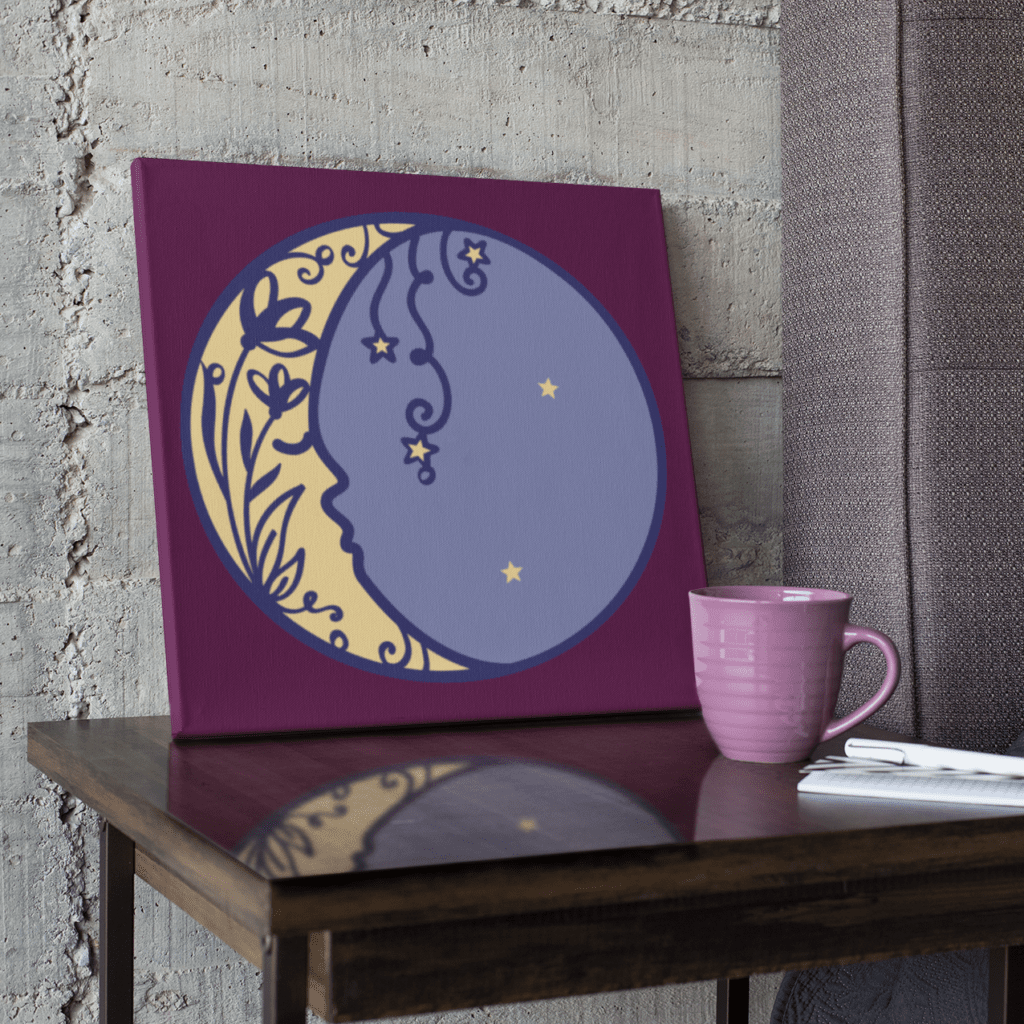 Floral Moon Canvas art SVG cut file project idea by Jen Goode