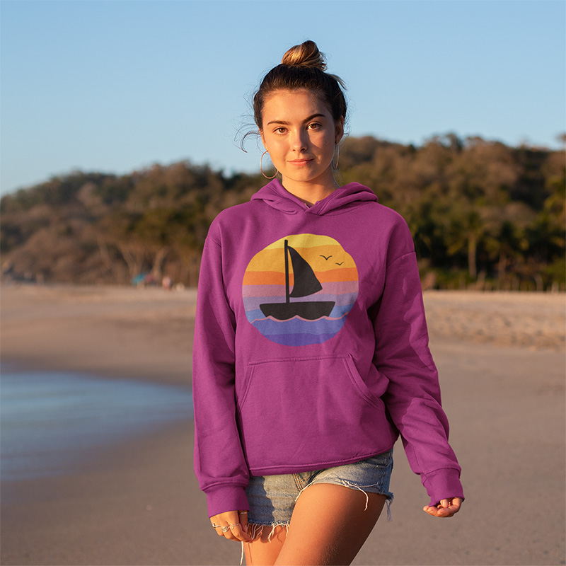 Sailboat SVG decorating a DIY hoodie by Jen Goode