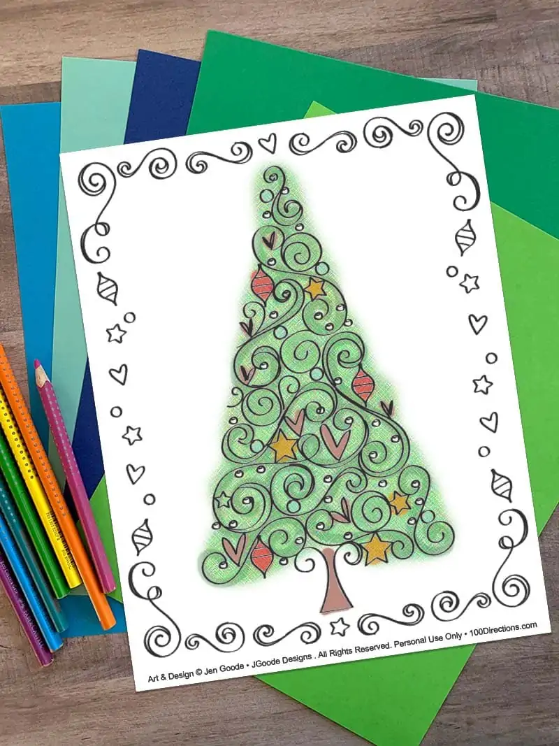 Christmas Tree coloring page by Jen Goode