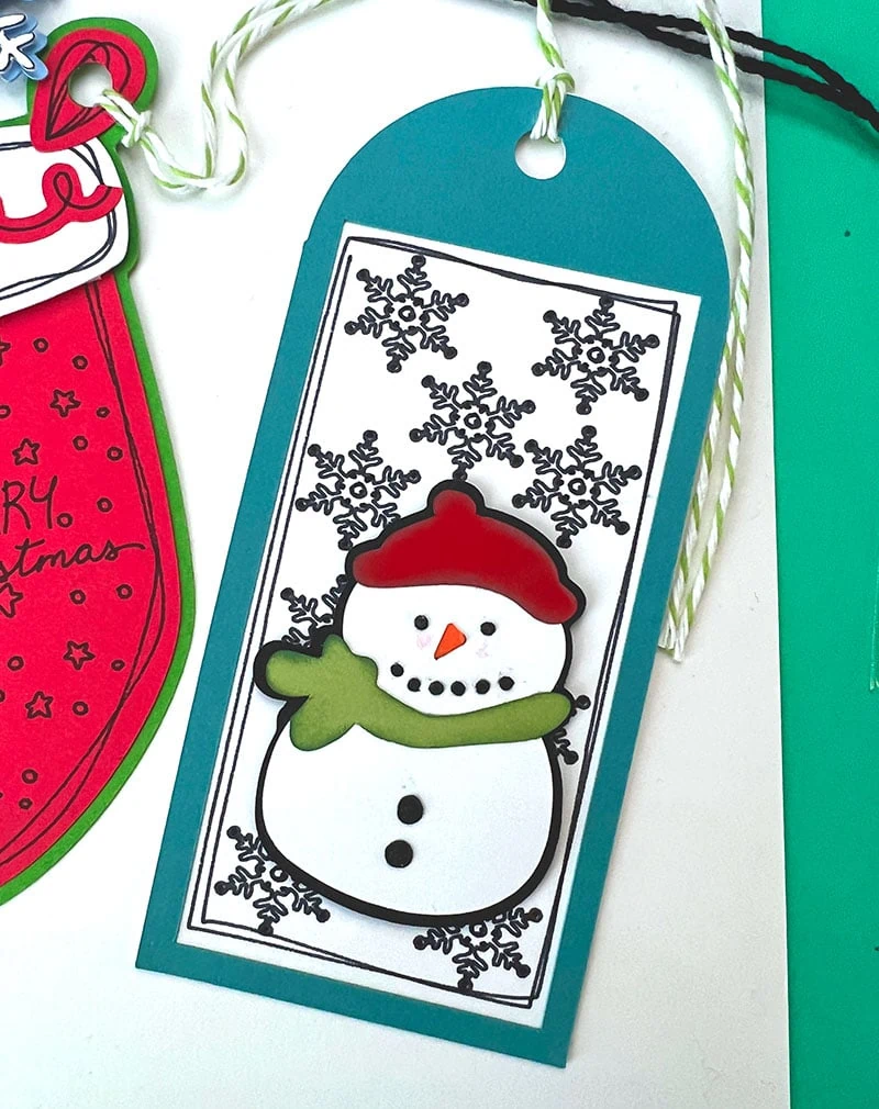 Happy snowman gift tag