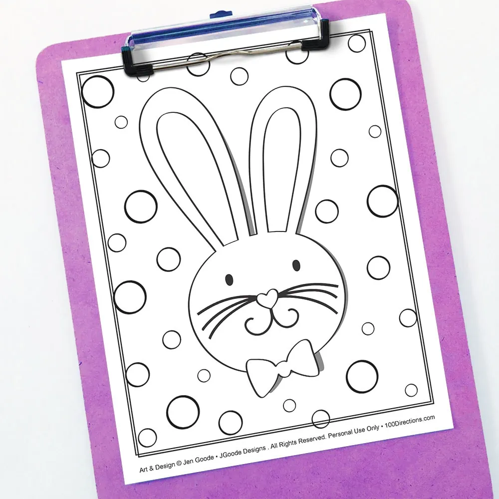 Cut Easter Bunny coloring page by Jen Goode