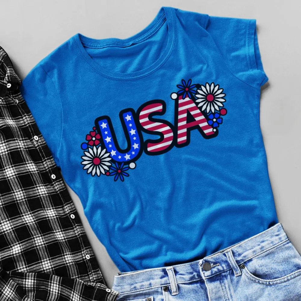 USA and flowers - patriotic SVG art design by Jen Goode