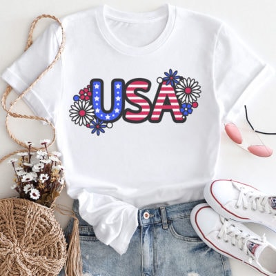USA and flowers - patriotic SVG art design by Jen Goode