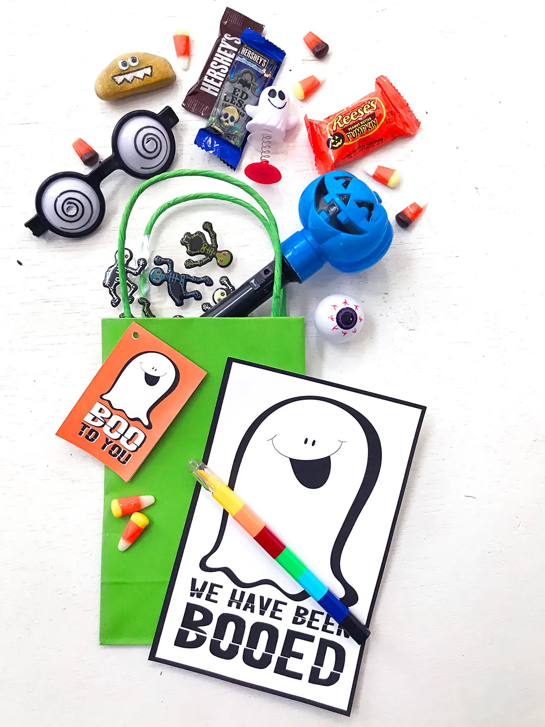 Boo bag treats and toys plus We have Been Booed printable sign