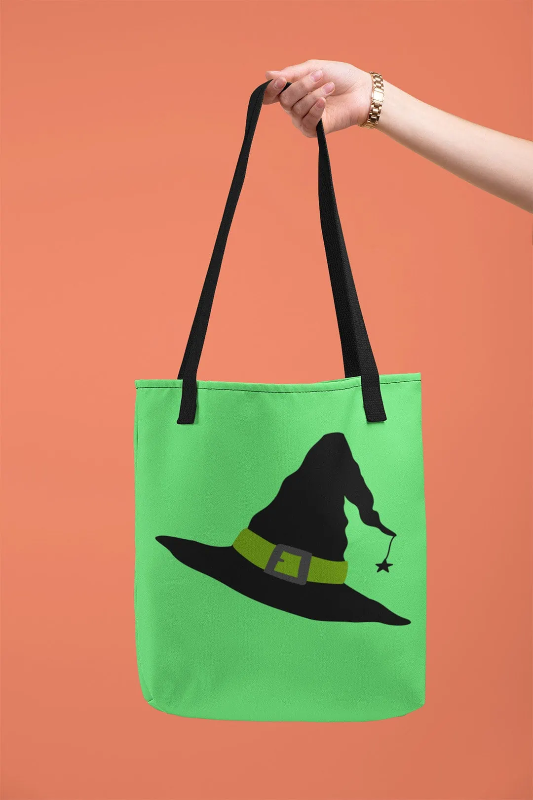 Halloween tote bag craft with witch SVG