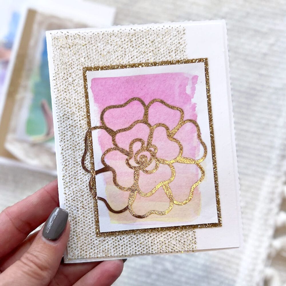 Mixed media stationery - pretty flower card