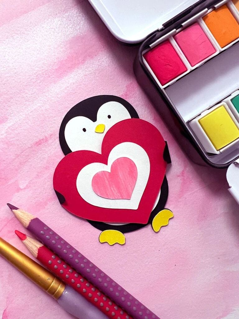 Cute penguin Valentine SVG by Jen Goode