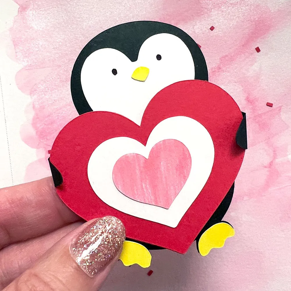 How to make a cute penguin Valentine mini card