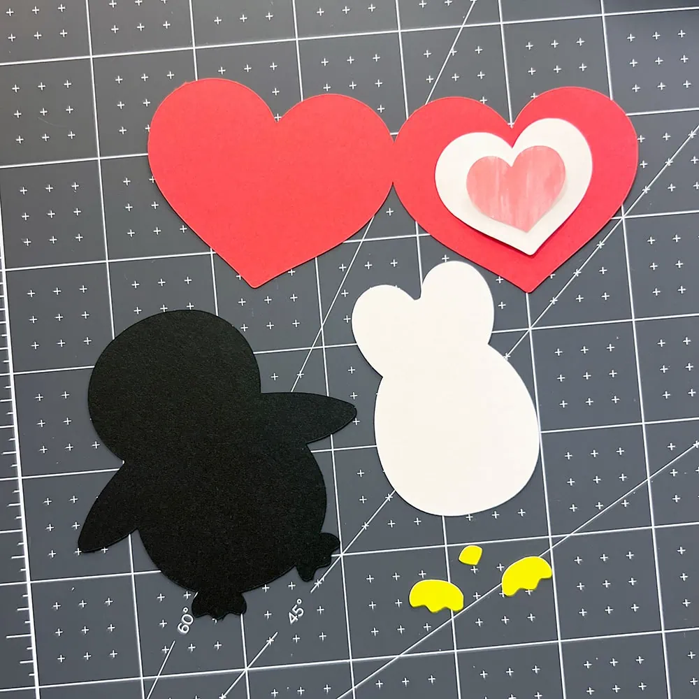 Cute penguin valentine cut shapes