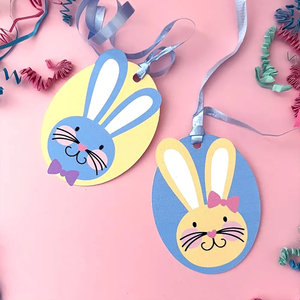 Cute Easter Bunny gift tag SVG designed by Jen Goode
