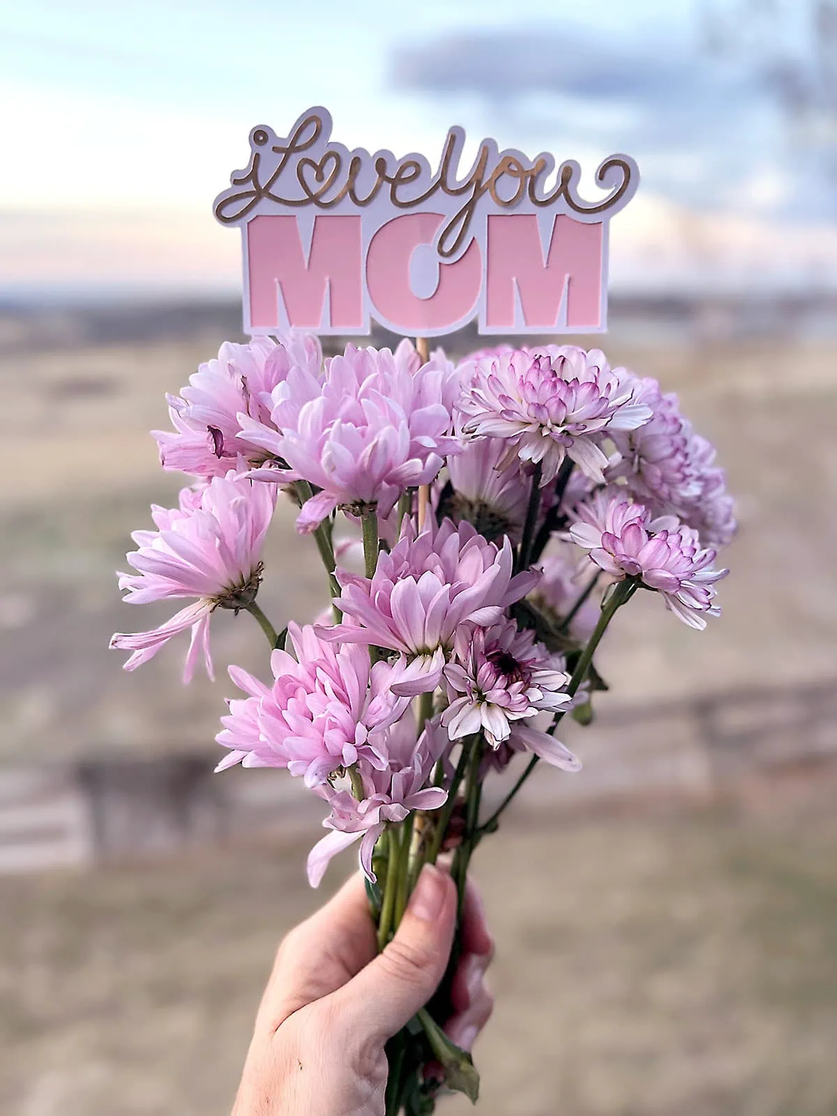 I Love You Mom SVG cut file designed by Jen Goode in a little bouquet of flowers