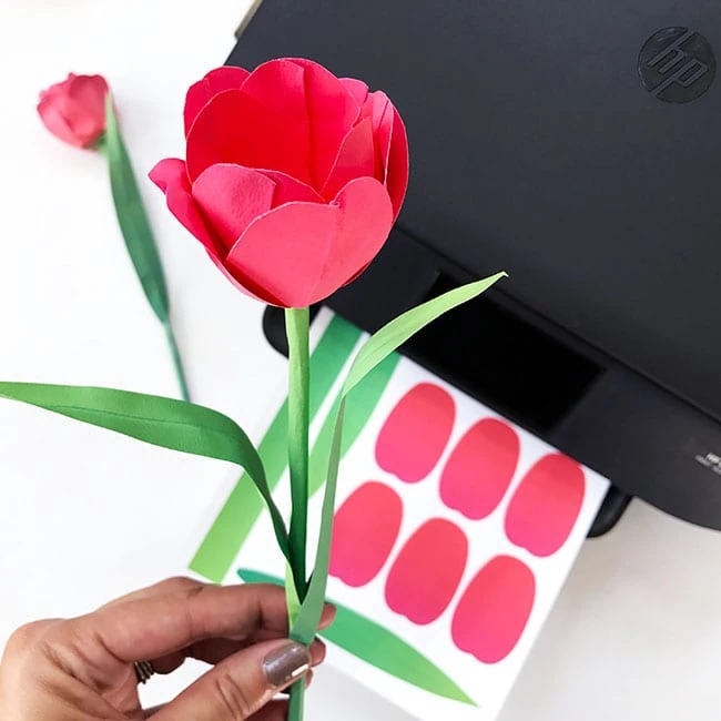 Make a paper tulips with a printable and template by Jen Goode