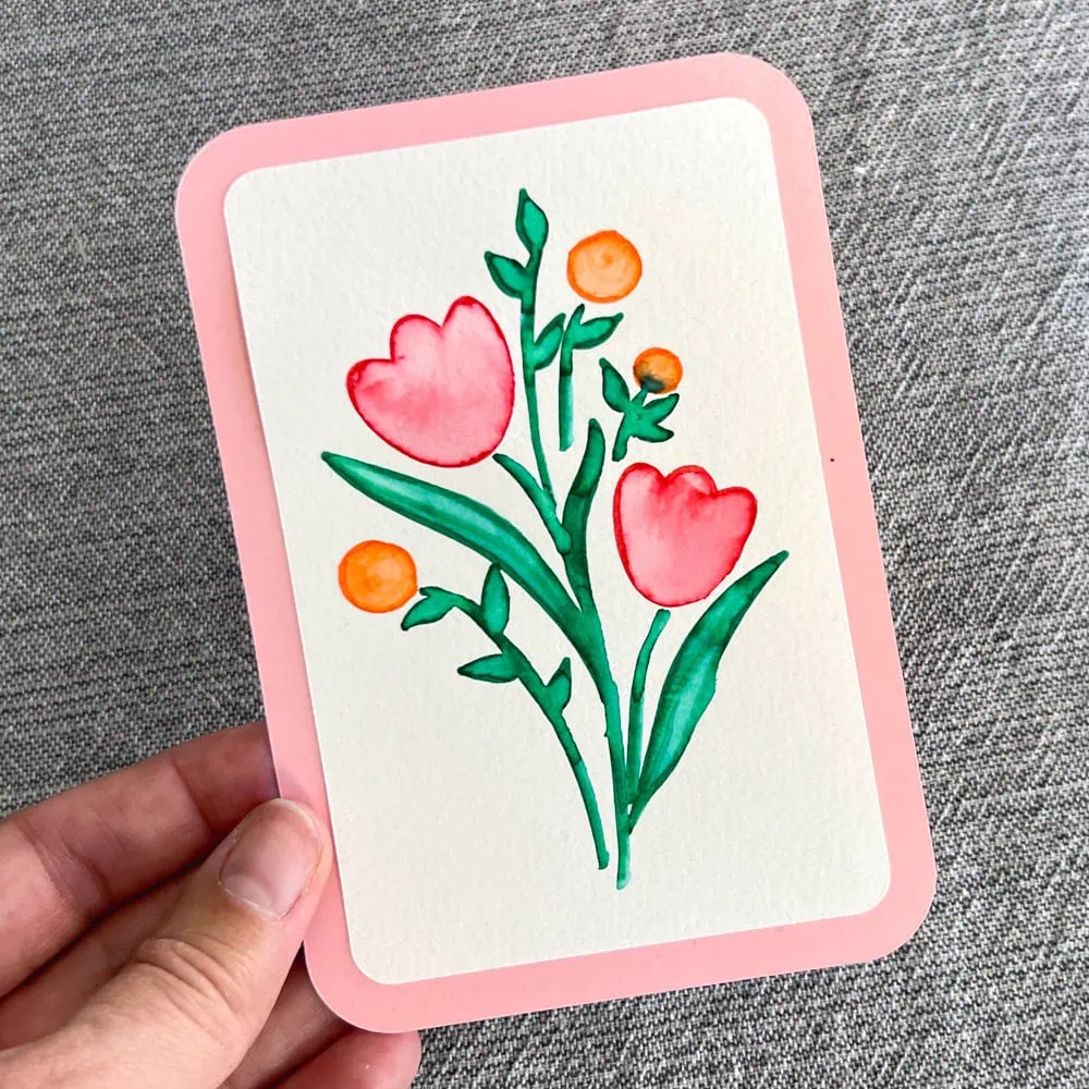 Watercolor flower art make with Cricut markers