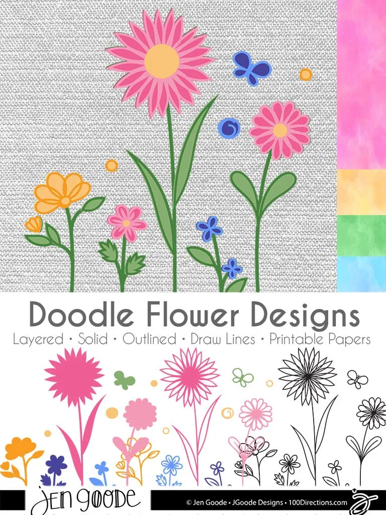 Flower Doodle SVG Design set by Jen Goode