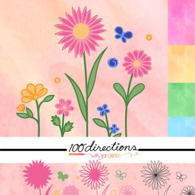 Flower Doodle SVG Design set by Jen Goode