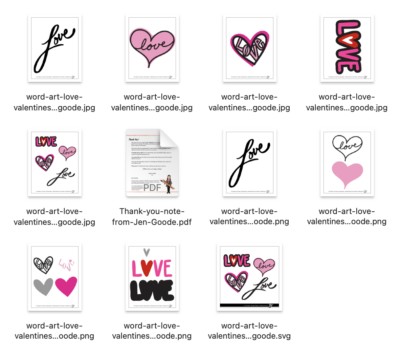 Love word art cut file set by Jen Goode