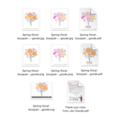 Spring floral bouquet art design files