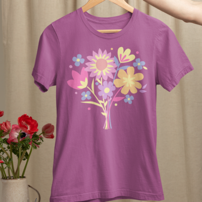 T-shirt with DIY floral design