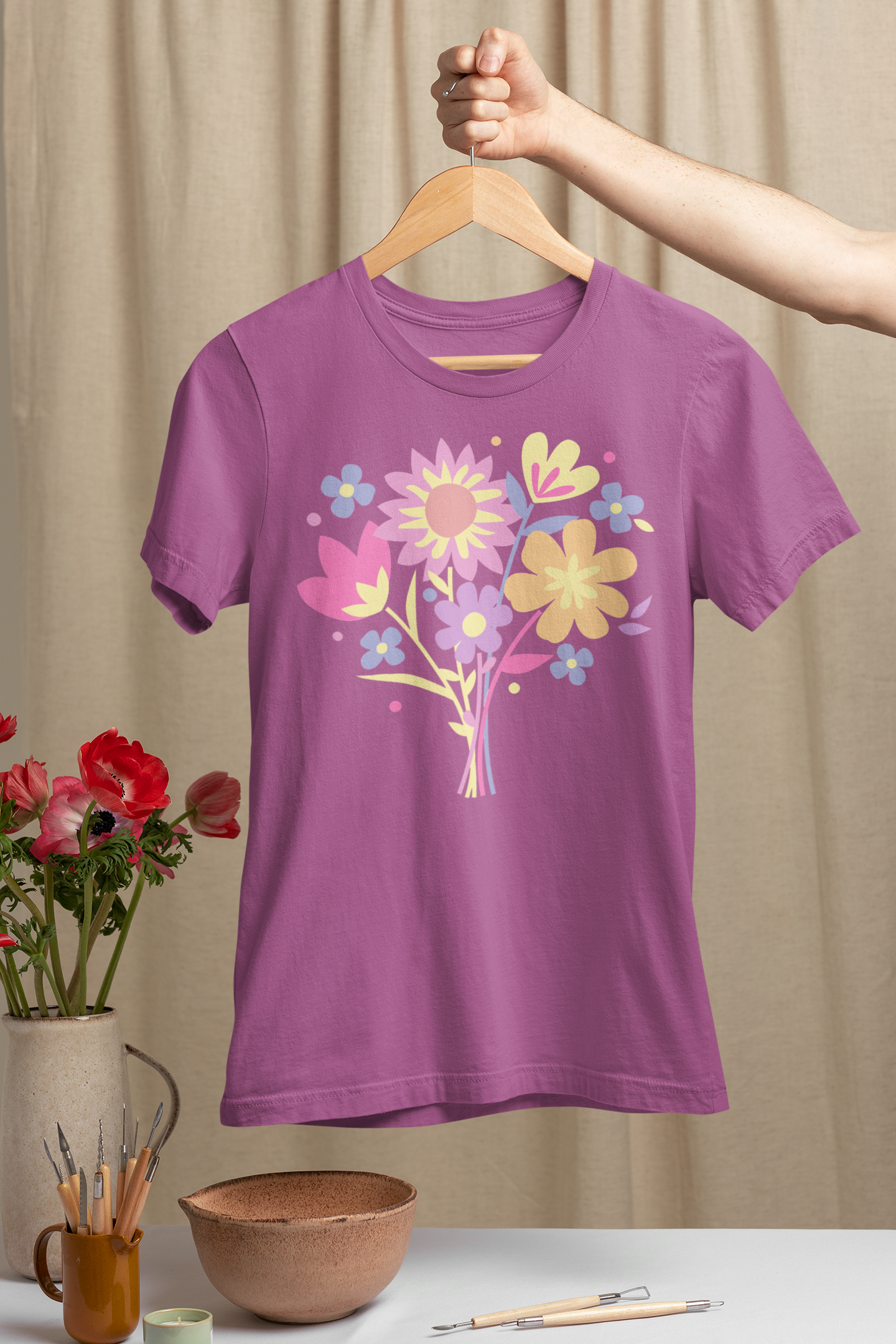 T-shirt with DIY floral design