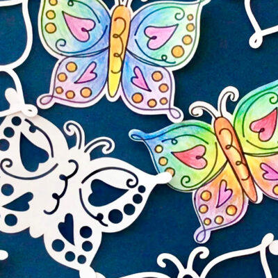 Multi-layered Butterfly with line art accents - art by Jen Goode
