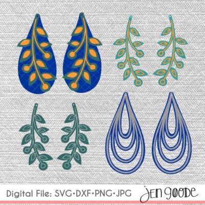 Peacock design SVG files for earrings by Jen Goode