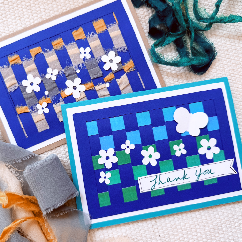 handmade card with weaving accents by Jen Goode