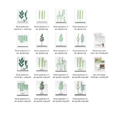 Floral greenery cut file bundle