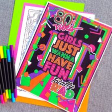 80s Coloring Page - Girls Just Wanna Have Fun