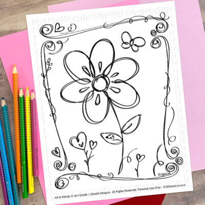 Hearts and Flowers Coloring Page