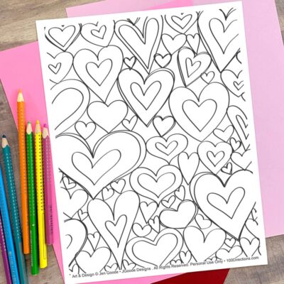 All the Hearts Coloring Page