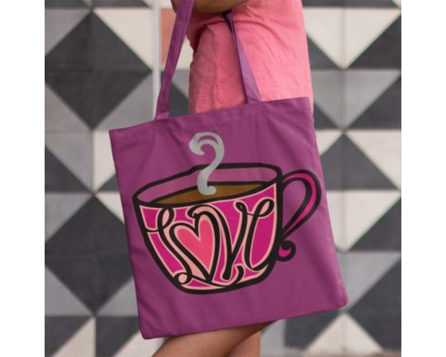 Make a fun coffee lover tote bag with this coffee SVG file by Jen Goode