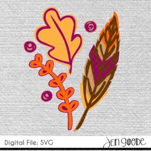 Fall Leaves with Feather SVG